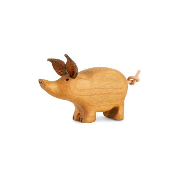 Glücksschwein – Laubholz – Glücksbringer – Größe: L: 6 cm x H: 3 cm